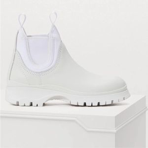 PRADA White Neoprene Insert Chelsea Boots Sz. 37